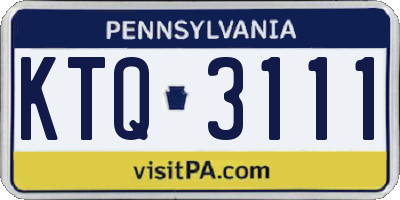 PA license plate KTQ3111