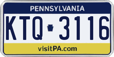PA license plate KTQ3116
