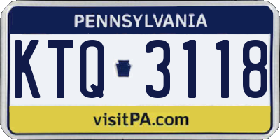 PA license plate KTQ3118