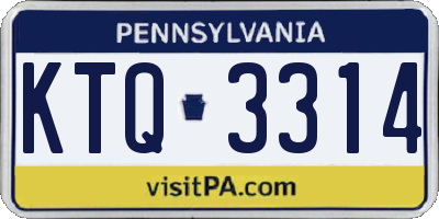 PA license plate KTQ3314