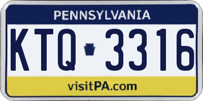 PA license plate KTQ3316