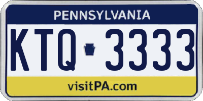 PA license plate KTQ3333