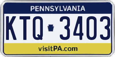 PA license plate KTQ3403