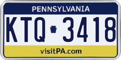 PA license plate KTQ3418