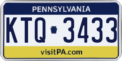 PA license plate KTQ3433