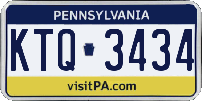 PA license plate KTQ3434