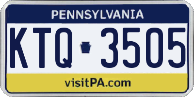 PA license plate KTQ3505