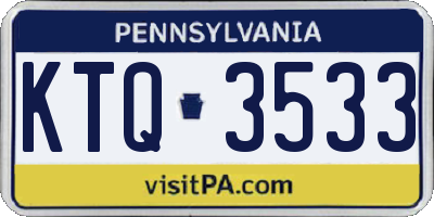 PA license plate KTQ3533