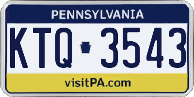 PA license plate KTQ3543