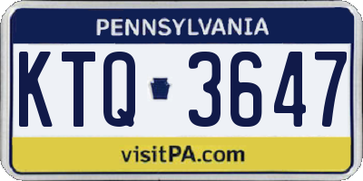 PA license plate KTQ3647