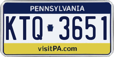 PA license plate KTQ3651