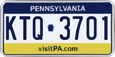 PA license plate KTQ3701