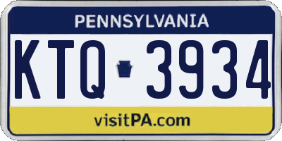 PA license plate KTQ3934