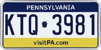 PA license plate KTQ3981