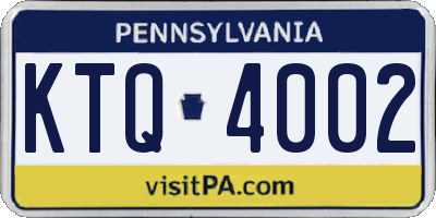 PA license plate KTQ4002