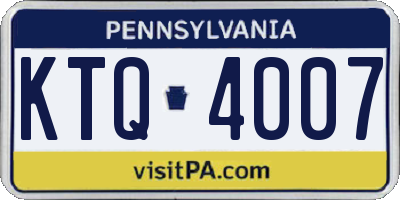 PA license plate KTQ4007