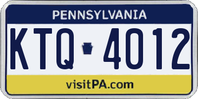 PA license plate KTQ4012