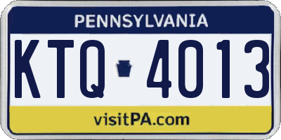 PA license plate KTQ4013