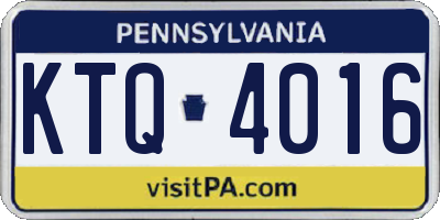 PA license plate KTQ4016