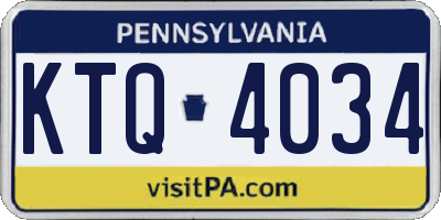 PA license plate KTQ4034