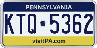 PA license plate KTQ5362