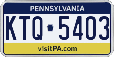 PA license plate KTQ5403