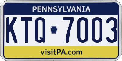 PA license plate KTQ7003