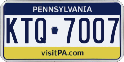 PA license plate KTQ7007