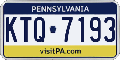 PA license plate KTQ7193