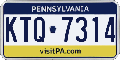 PA license plate KTQ7314