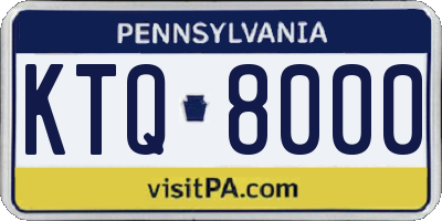 PA license plate KTQ8000