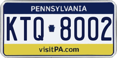 PA license plate KTQ8002