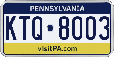 PA license plate KTQ8003