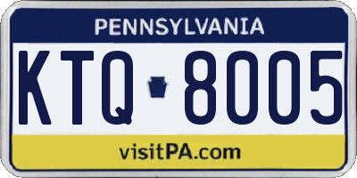 PA license plate KTQ8005