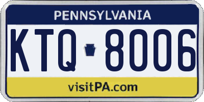 PA license plate KTQ8006