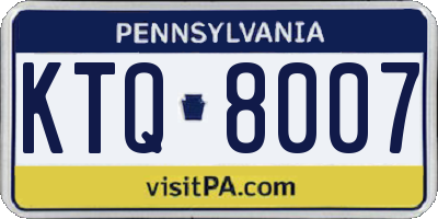 PA license plate KTQ8007