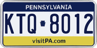 PA license plate KTQ8012