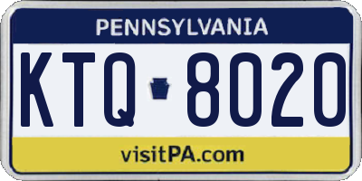 PA license plate KTQ8020