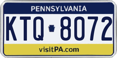 PA license plate KTQ8072