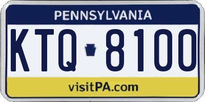 PA license plate KTQ8100