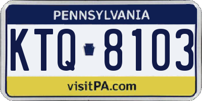 PA license plate KTQ8103