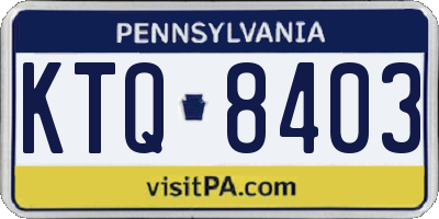 PA license plate KTQ8403