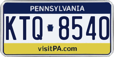 PA license plate KTQ8540