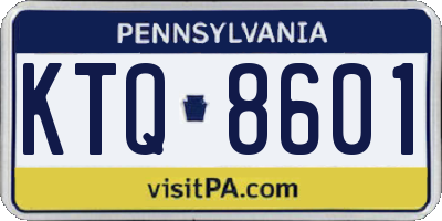 PA license plate KTQ8601