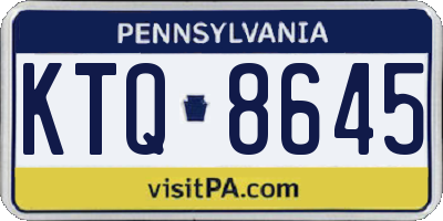 PA license plate KTQ8645