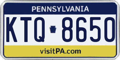 PA license plate KTQ8650