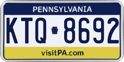 PA license plate KTQ8692