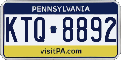 PA license plate KTQ8892