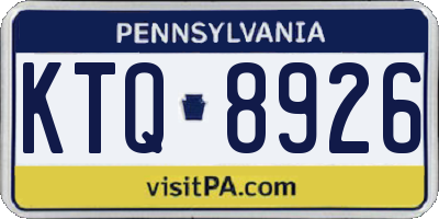 PA license plate KTQ8926