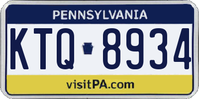 PA license plate KTQ8934